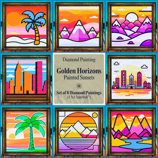 Golden Horizons - 8 Diamond Painting Set